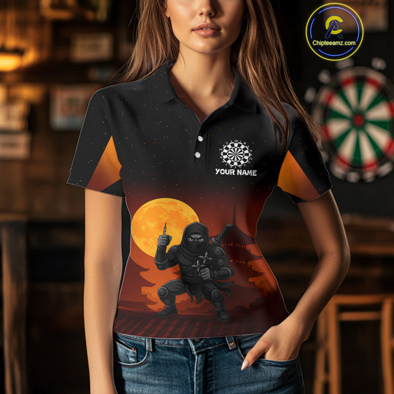Full Moon Ninja & Dart Arrows Women's Darts Shirt - Custom Name For Darts Jersey NYN0472