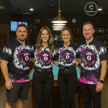 Load image into Gallery viewer, Black, White &amp; Pink Billiard 8 Ball Pool Shirt For Women Custom Butterfly Grunge Team Billiard Jersey NYN3438