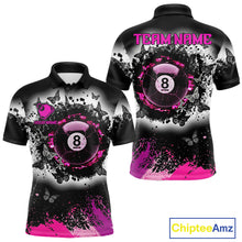 Load image into Gallery viewer, Black white pink billiard 8 ball pool shirt for men butterfly grunge billiard jersey