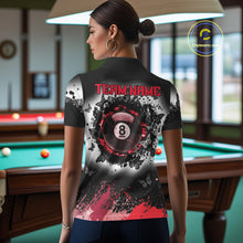 Load image into Gallery viewer, Black, White &amp; Red Billiard 8 Ball Pool Shirt For Women Custom Butterfly Grunge Team Billiard Jersey NYN3439