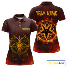 Load image into Gallery viewer, Flaming Dartboard &amp; Wolf Custom Darts Polo Shirt For Women - Darts Team Jersey NYN0720