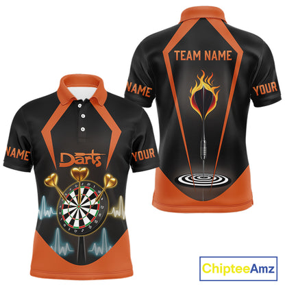 Heartbeat And Dartboard Custom Darts Polo Shirt For Men - Darts Team Jersey NYN0724