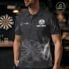 Load image into Gallery viewer, Male model wearing Black Smokes Personalized Darts Polo, Professional Dart Tournament Jersey, Custom Team Apparel