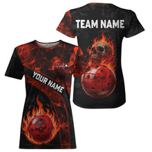Load image into Gallery viewer, Custom Red Flaming Women Pickleball Ball 3D League Jerseys Flame Skull Pickleball Team Shirts NYN2156