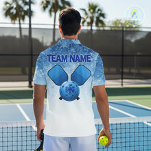 Load image into Gallery viewer, Custom Blue Ice Snowflake Pickleball Paddle Ball 3D Jerseys Men Pickleball League Shirts NYN2158