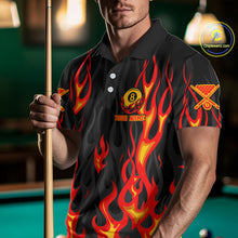 Load image into Gallery viewer, Fire Flame 8 Ball Pool Men Billiard Polo &amp; 1/4-Zip Attire Custom Red Billiard Shirt Designs NYN2412