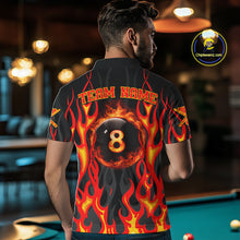 Load image into Gallery viewer, Fire Flame 8 Ball Pool Men Billiard Polo &amp; 1/4-Zip Attire Custom Red Billiard Shirt Designs NYN2412