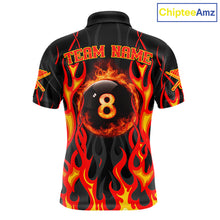 Load image into Gallery viewer, Fire Flame 8 Ball Pool Men Billiard Polo &amp; 1/4-Zip Attire Custom Red Billiard Shirt Designs NYN2412
