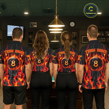 Load image into Gallery viewer, Fire Flame 8 Ball Pool Men Billiard Polo &amp; 1/4-Zip Attire Custom Red Billiard Shirt Designs NYN2412