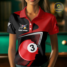 Load image into Gallery viewer, Red Crack Ball Pool Women Billiard Polo &amp; 1/4-Zip Shirt Personalized Balls Billiard Gifts NYN2413