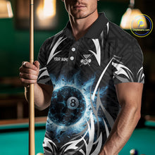 Load image into Gallery viewer, Lightning Blue 8 Ball Men Billiard Polo &amp; 1/4-Zip Jersey Custom Tribal Pool Billiard Shirt NYN2415