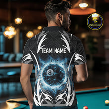 Load image into Gallery viewer, Lightning Blue 8 Ball Men Billiard Polo &amp; 1/4-Zip Jersey Custom Tribal Pool Billiard Shirt NYN2415