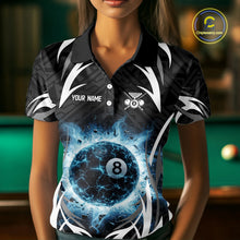 Load image into Gallery viewer, Lightning Blue 8 Ball Women Billiard Polo &amp; 1/4-Zip Jersey Custom Tribal Pool Billiard Shirt NYN2415