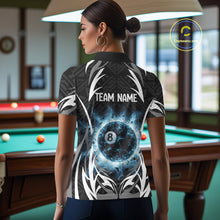 Load image into Gallery viewer, Lightning Blue 8 Ball Women Billiard Polo &amp; 1/4-Zip Jersey Custom Tribal Pool Billiard Shirt NYN2415