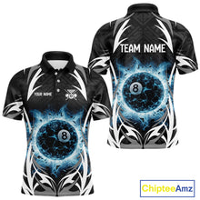 Load image into Gallery viewer, Lightning Blue 8 Ball Men Billiard Polo &amp; 1/4-Zip Jersey Custom Tribal Pool Billiard Shirt NYN2415