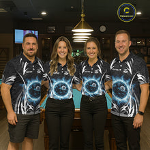 Load image into Gallery viewer, Lightning Blue 8 Ball Men Billiard Polo &amp; 1/4-Zip Jersey Custom Tribal Pool Billiard Shirt NYN2415