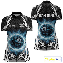 Load image into Gallery viewer, Lightning Blue 8 Ball Women Billiard Polo &amp; 1/4-Zip Jersey Custom Tribal Pool Billiard Shirt NYN2415