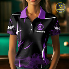 Load image into Gallery viewer, Purple Smokes Pool 8 Ball Women Billiard Polo &amp; 1/4-Zip Shirt Personalized Balls Billiard Gifts NYN2416