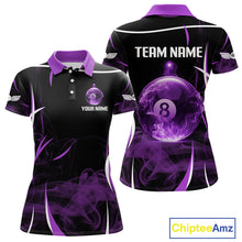Load image into Gallery viewer, Purple Smokes Pool 8 Ball Women Billiard Polo &amp; 1/4-Zip Shirt Personalized Balls Billiard Gifts NYN2416