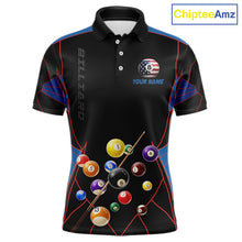 Load image into Gallery viewer, Custom US Flag 8 Ball Pool Team Shirt Personalized Men Billiard Polo &amp; 1/4-Zip Attire Gifts NYN2417