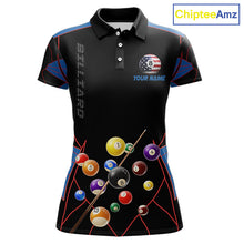 Load image into Gallery viewer, Custom US Flag 8 Ball Pool Team Shirt Personalized Women Billiard Polo &amp; 1/4-Zip Attire Gifts NYN2417