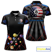 Load image into Gallery viewer, Custom US Flag 8 Ball Pool Team Shirt Personalized Women Billiard Polo &amp; 1/4-Zip Attire Gifts NYN2417