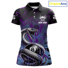 Load image into Gallery viewer, Dripping Cobra 8 Ball Pool Team Shirt Personalized Women Billiard Polo &amp; 1/4-Zip Attire Gifts NYN2418