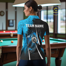 Load image into Gallery viewer, Blue Grunge 8 Ball Pool Team Shirt Personalized Women Billiard Polo &amp; 1/4-Zip Attire Gifts NYN2419