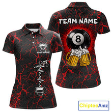 Load image into Gallery viewer, Funny Beer 8 Ball Pool Team Shirt Personalized Women Billiard Polo &amp; 1/4-Zip Attire Gifts|Red NYN2420