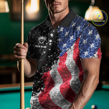 Load image into Gallery viewer, Debris US Flag 8 Ball Pool Polo &amp; 1/4-Zip Shirt For Men Personalized Balls Billiard Gifts NYN2422