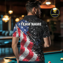 Load image into Gallery viewer, Debris US Flag 8 Ball Pool Polo &amp; 1/4-Zip Shirt For Men Personalized Balls Billiard Gifts NYN2422
