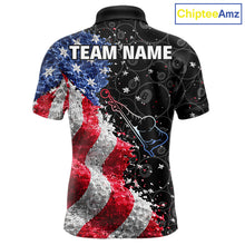 Load image into Gallery viewer, Debris US Flag 8 Ball Pool Polo &amp; 1/4-Zip Shirt For Men Personalized Balls Billiard Gifts NYN2422