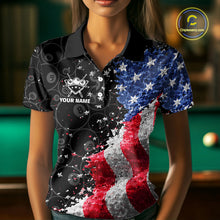 Load image into Gallery viewer, Debris US Flag 8 Ball Pool Polo &amp; 1/4-Zip Shirt For Women Personalized Balls Billiard Gifts NYN2422
