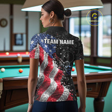 Load image into Gallery viewer, Debris US Flag 8 Ball Pool Polo &amp; 1/4-Zip Shirt For Women Personalized Balls Billiard Gifts NYN2422