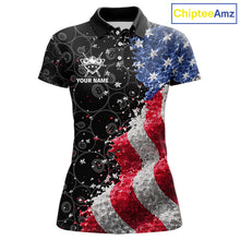 Load image into Gallery viewer, Debris US Flag 8 Ball Pool Polo &amp; 1/4-Zip Shirt For Women Personalized Balls Billiard Gifts NYN2422
