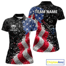 Load image into Gallery viewer, Debris US Flag 8 Ball Pool Polo &amp; 1/4-Zip Shirt For Women Personalized Balls Billiard Gifts NYN2422