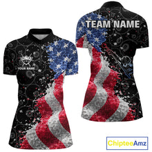 Load image into Gallery viewer, Debris US Flag 8 Ball Pool Polo &amp; 1/4-Zip Shirt For Women Personalized Balls Billiard Gifts NYN2422