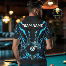 Load image into Gallery viewer, Black And Blue Crown 8 Ball Pool Polo &amp; 1/4-Zip Shirt For Men Personalized Ball Billiard Gifts NYN2424