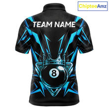 Load image into Gallery viewer, Black And Blue Crown 8 Ball Pool Polo &amp; 1/4-Zip Shirt For Men Personalized Ball Billiard Gifts NYN2424