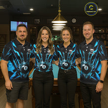 Load image into Gallery viewer, Black And Blue Crown 8 Ball Pool Polo &amp; 1/4-Zip Shirt For Men Personalized Ball Billiard Gifts NYN2424
