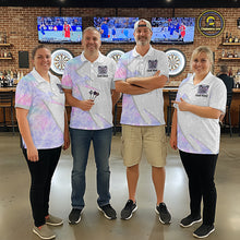 Load image into Gallery viewer, Personalized Pink-Purple Holographic Dartboard Men Darts Polo &amp; 1/4-Zip Shirts Dart Team Jerseys NYN2813