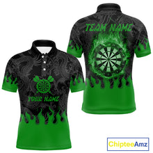 Load image into Gallery viewer, Flame Dartboard Dragon Custom Green Dart Shirt For Men, Dart Team Jerseys NYN0235