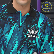 Load image into Gallery viewer, Strike Bowling Ball &amp; Pins Grunge Cyan Men Bowling Shirts Personalized Bowling Team Outfits NYN3189