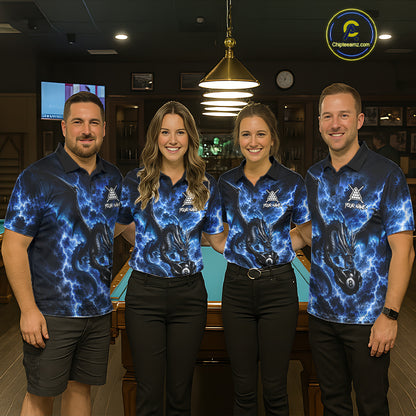 Blue Thunder Dragon 8 Ball Pool Shirt For Women Custom Dragon Billiard Team Polo & 1/4 Zip Jersey NYN4022