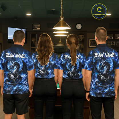 Blue Thunder Dragon 8 Ball Pool Shirt For Women Custom Dragon Billiard Team Polo & 1/4 Zip Jersey NYN4022