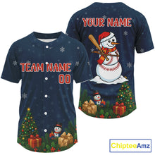 Load image into Gallery viewer, Custom Blue Snowman Christmas Baseball Shirt For Men Outfits Xmas Baseball Jerseys NYN1353