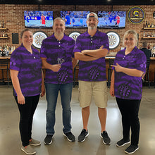 Load image into Gallery viewer, Custom Purple Grunge Wolf Torn Dartboard Men Darts Polo Shirt Wolf Dart League Jerseys NYN2167