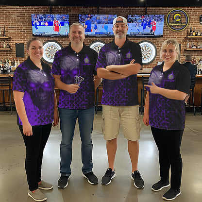 Custom Purple Dripping Skull Darts Polo Shirt For Women Fire Flame Skull Dart League Jerseys NYN2174