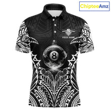Load image into Gallery viewer, White Tribal Smoke 8 Ball Pool Men Polo &amp; 1/4-Zip Shirt Personalized 3D Ball Billiard Gifts NYN2426