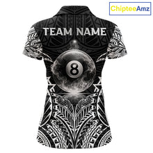 Load image into Gallery viewer, White Tribal Smoke 8 Ball Pool Women Polo &amp; 1/4-Zip Shirt Personalized 3D Ball Billiard Gifts NYN2426